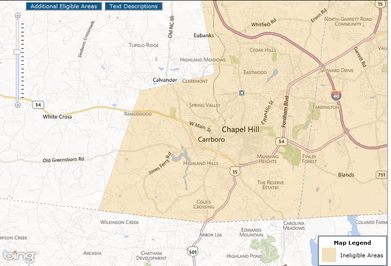Chapel Hill towards Carrboro Currently Qualified Areas for USDA Home Loans Chapel Hill towards Carrboro Currently Qualified Areas